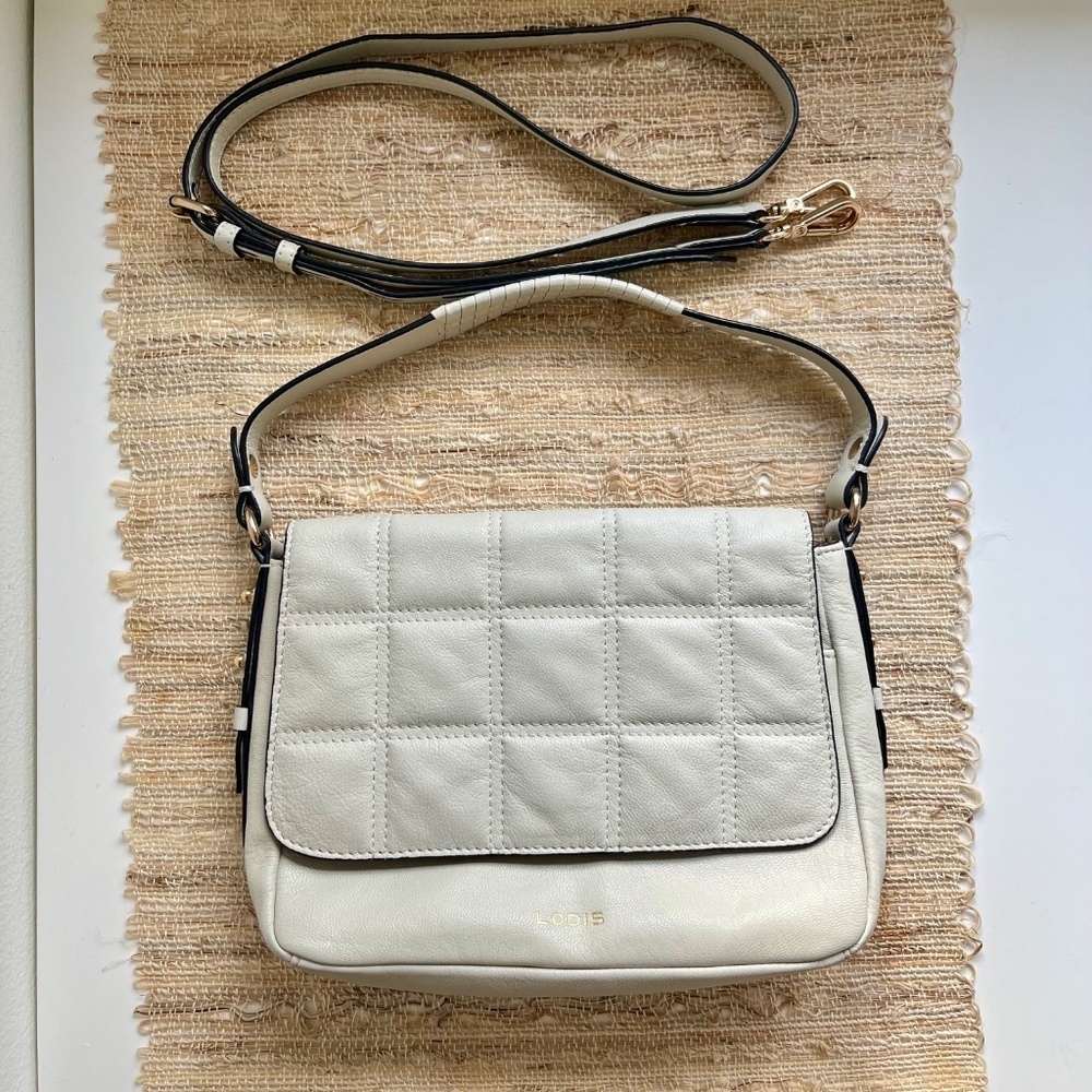 Lodis Kinsley Leather Flap Crossbody Bag in Mushroom Gray